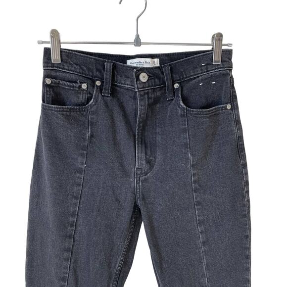 ABERCROMBIE & FITCH The Skinny High Rise Vent Slit Hem Jeans Black 26 or 2 Reg - Picture 4 of 11